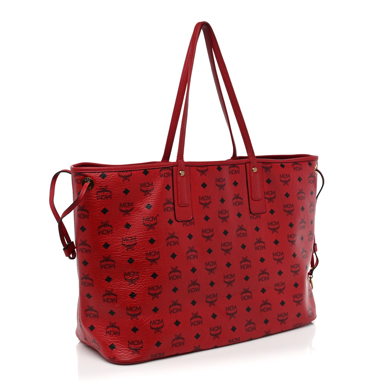 MCM Visetos Large Liz Reversible Shopper Tote Ruby Red 4 of 31