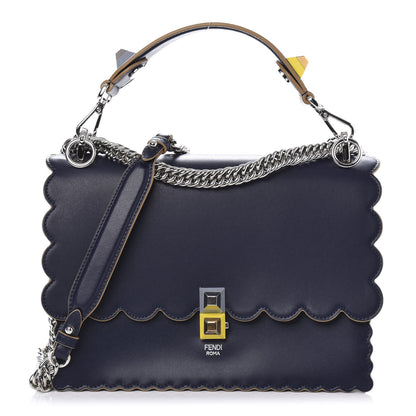 Fendi Vitello Liberty Scalloped Studded Kan I Shoulder Bag Blueberry 1 of 10