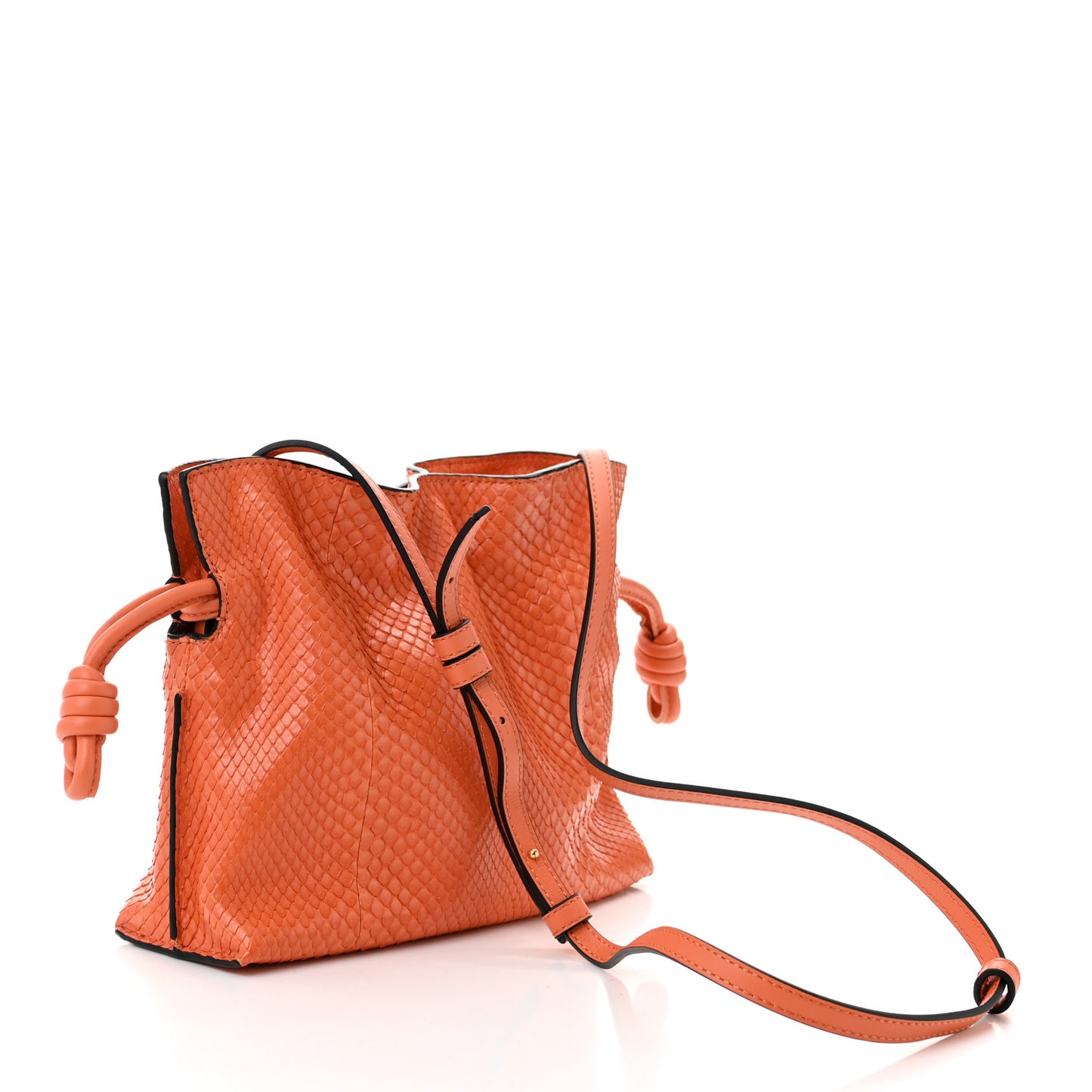 Snakeskin Flamenco Mini Knot Clutch Coral Reef