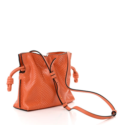 Loewe Snakeskin Flamenco Mini Knot Clutch Coral Reef 3 of 10