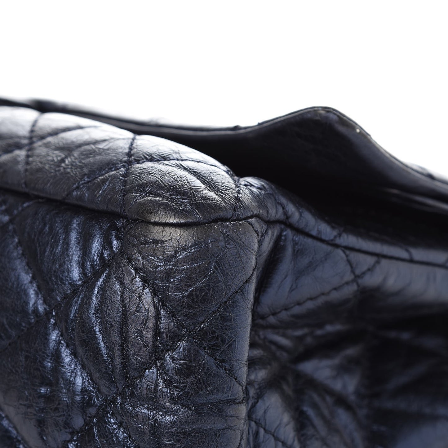 Metallic Aged Calfskin Quilted 2.55 Reissue 228 Flap Blue