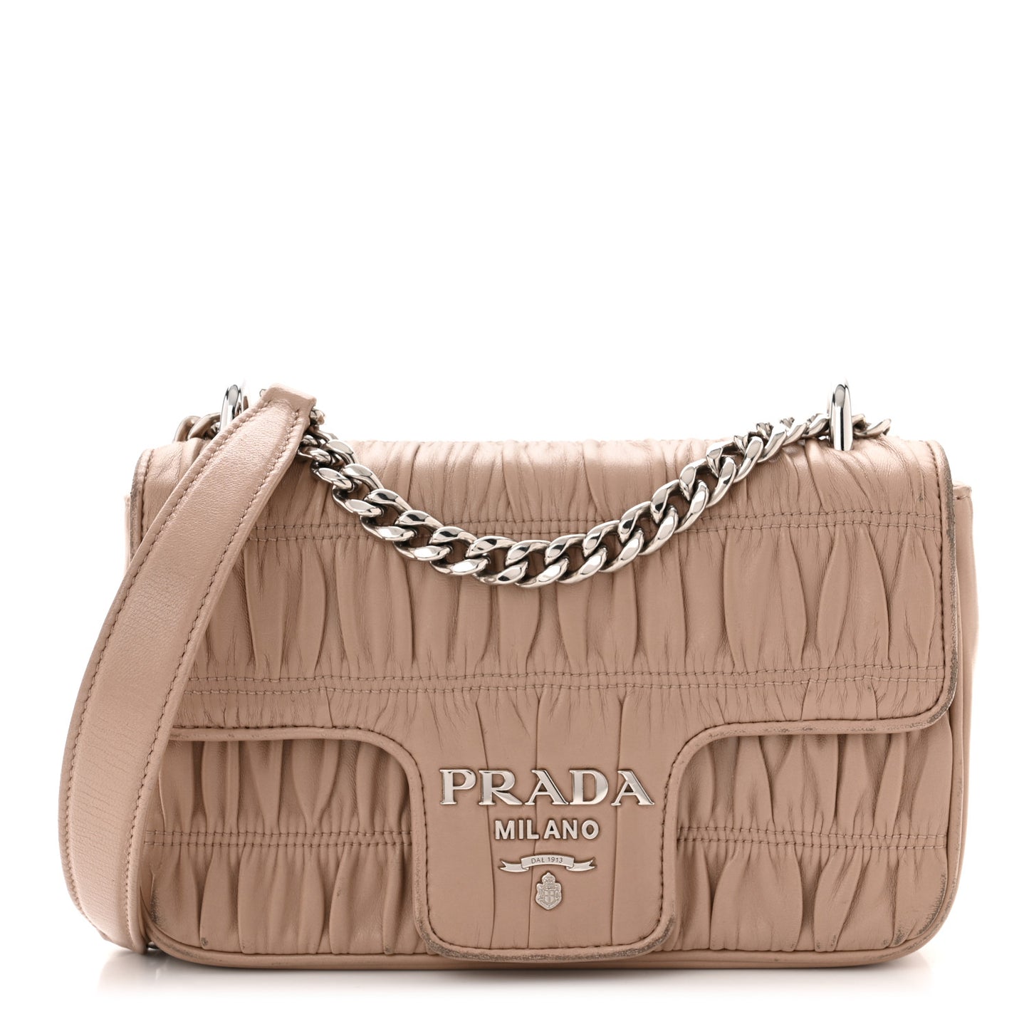 Nappa Gaufre Small Chain Flap Shoulder Bag Cipria