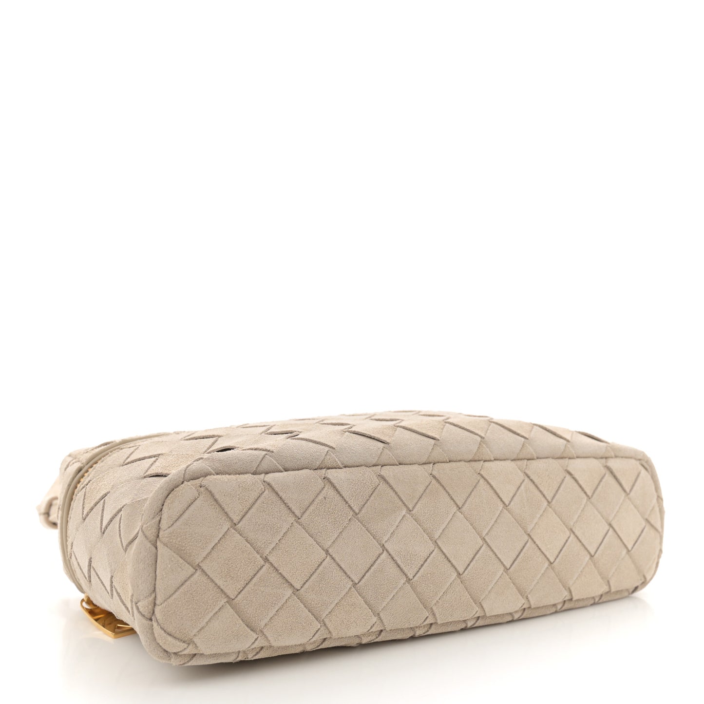Suede Intrecciato Bang Bang Vanity Case Ecru