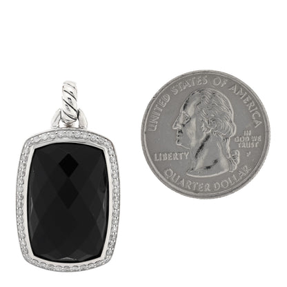 David Yurman Sterling Silver Diamond Black Onyx 22mm Albion Enhancer Pendant 2 of 3