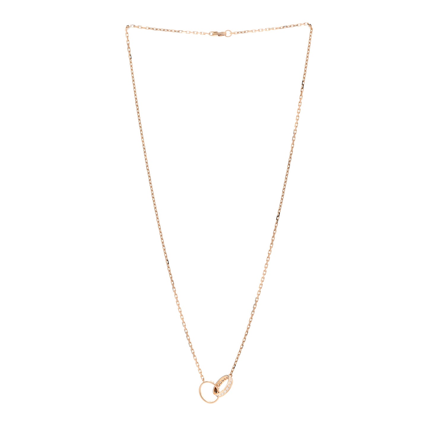 18K Pink Gold Diamond Interlocking LOVE Necklace