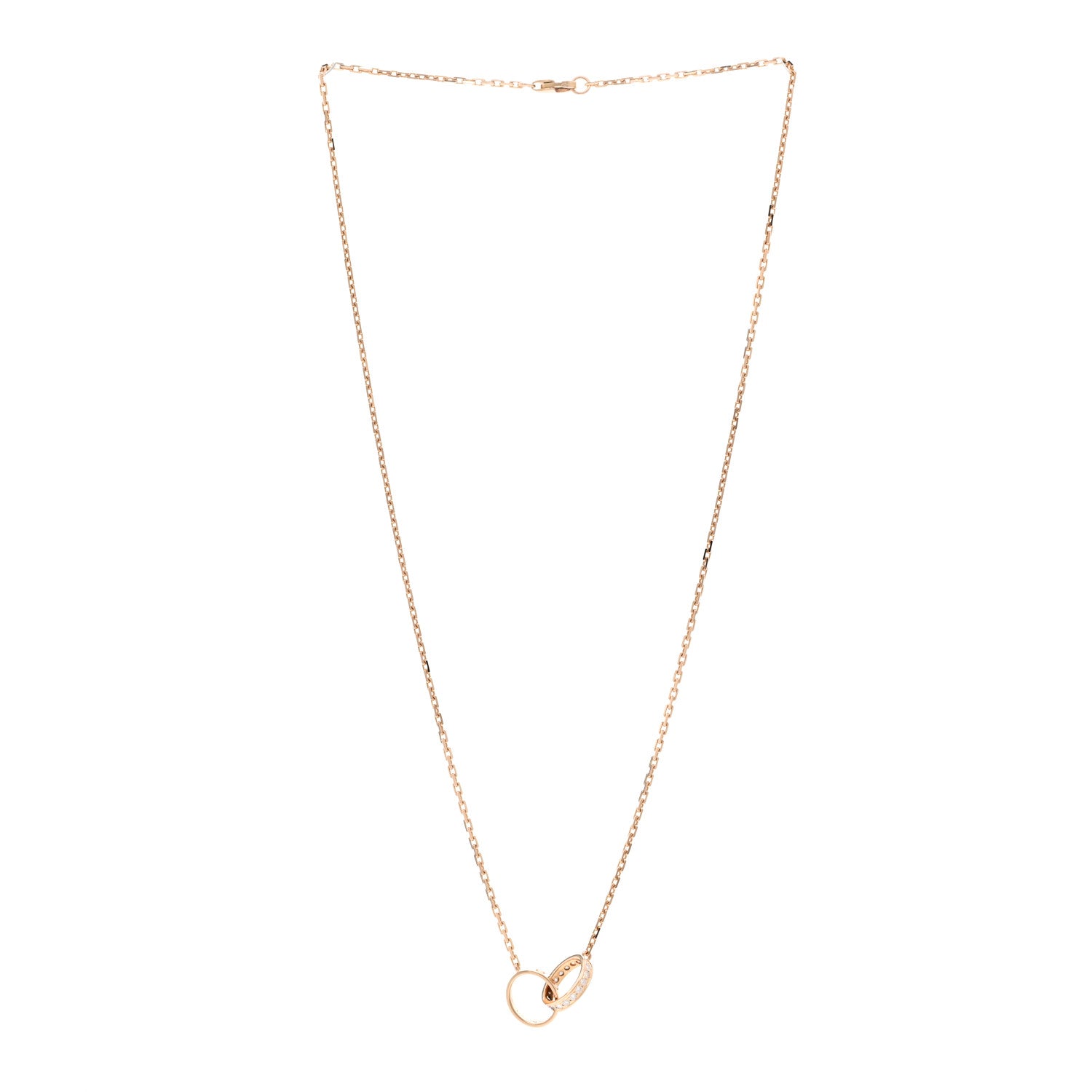 Cartier 18K Pink Gold Diamond Interlocking LOVE Necklace 3 of 5