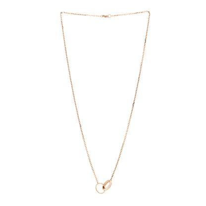 Cartier 18K Pink Gold Diamond Interlocking LOVE Necklace 3 of 5