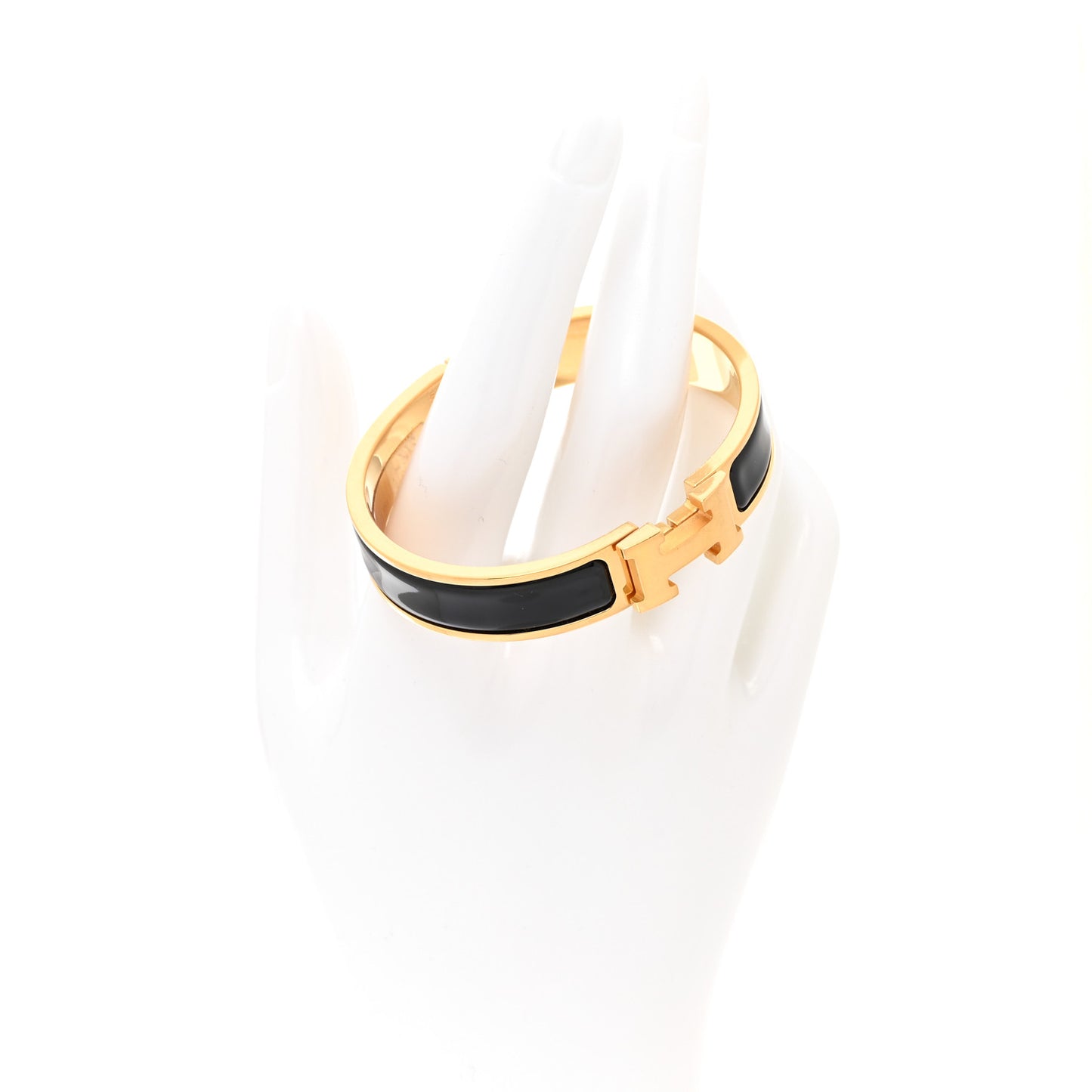 Enamel Narrow Clic Clac H Bracelet PM Black