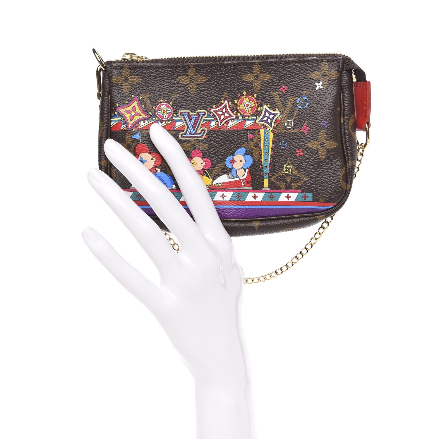 Louis Vuitton Monogram 2020 Christmas Animation Bumper Cars Mini Pochette Accessories Coquelicot 2 of 8