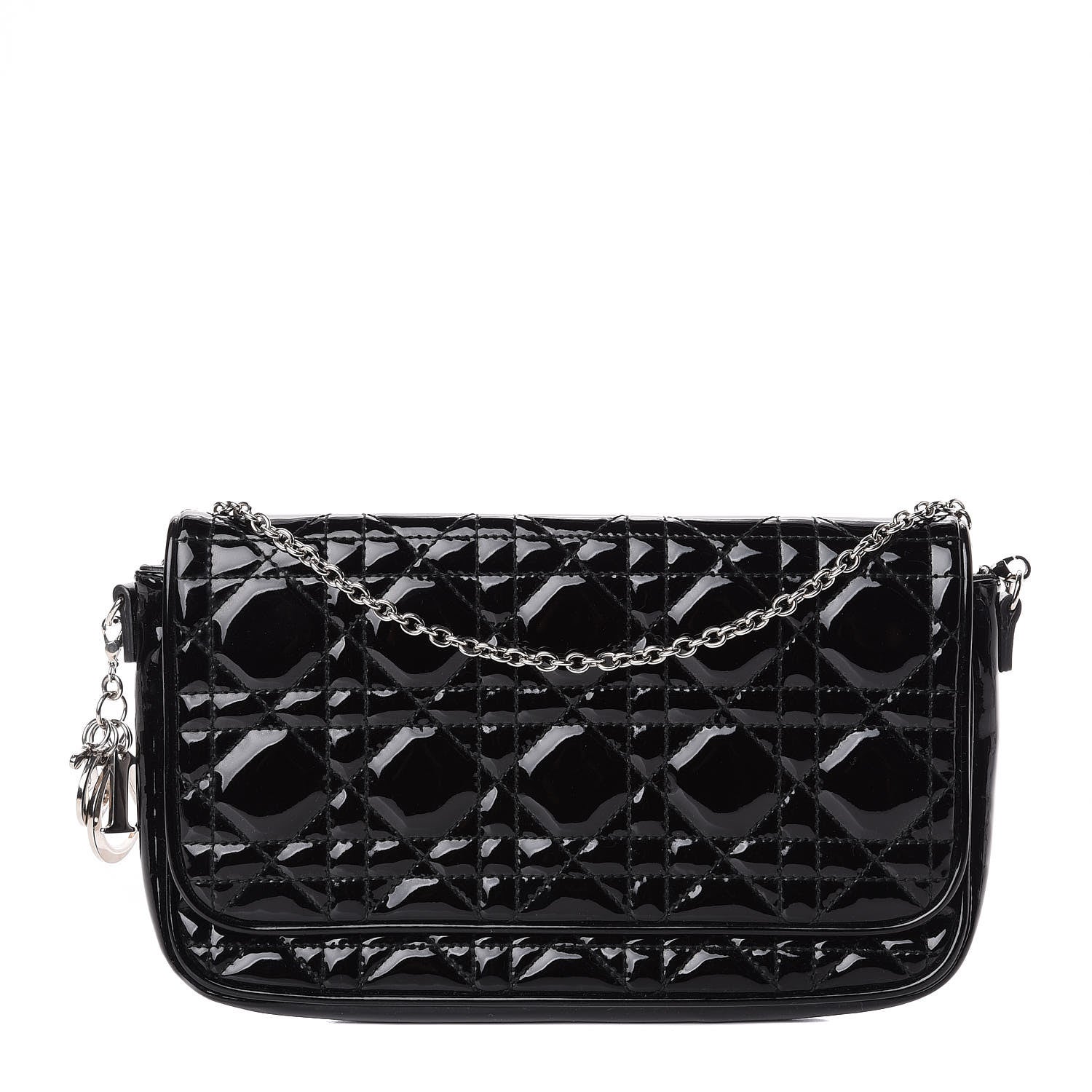 Christian Dior Patent Cannage Wallet on Chain Pouch Black 1 of 10