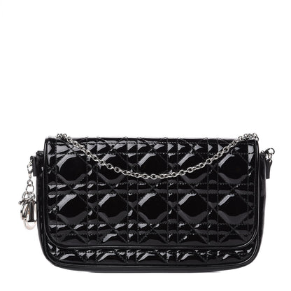 Christian Dior Patent Cannage Wallet on Chain Pouch Black 1 of 10