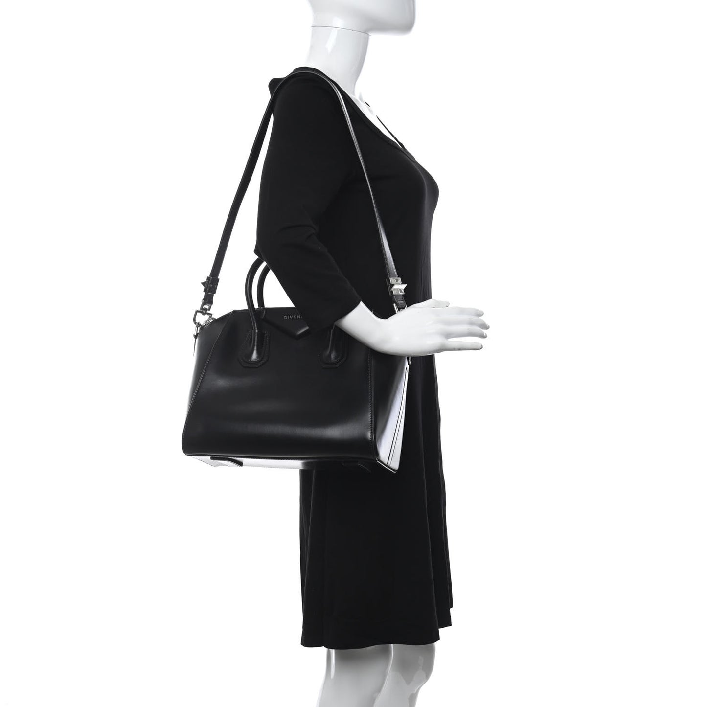 Shiny Lord Calfskin Small Antigona Black