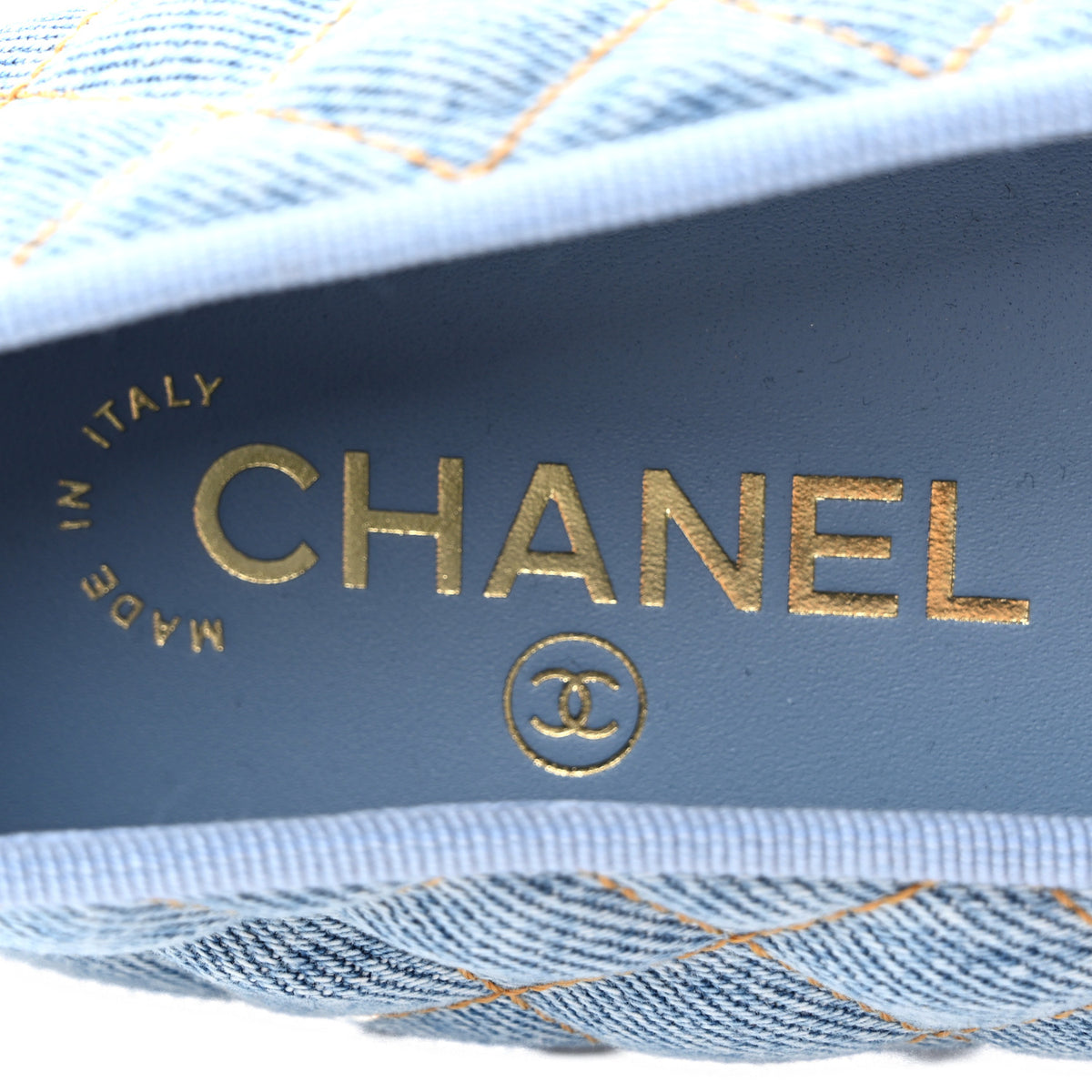 Chanel Denim Quilted CC Cap Toe Ballerina Flats 39.5 Light Blue 7 of 10