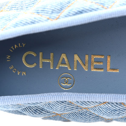 Chanel Denim Quilted CC Cap Toe Ballerina Flats 39.5 Light Blue 7 of 10