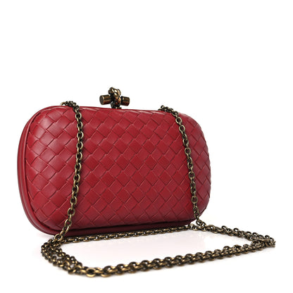 Bottega Veneta Nappa Intrecciato Chain Knot Clutch China Red 3 of 8