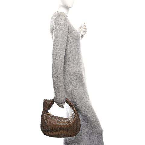 Nappa Intrecciato Teen Jodie Hobo Taupe Grey