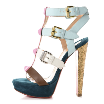 Christian Louboutin Patent Suede Glitter Rocknbuckle 140 Sandals 36.5 Version Dolly 1 of 9