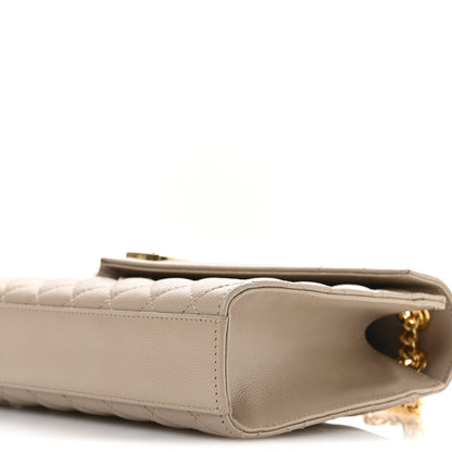 Saint Laurent Grain De Poudre Textured Mixed Matelasse Medium Triquilt Monogram Satchel Dark Beige 9 of 9