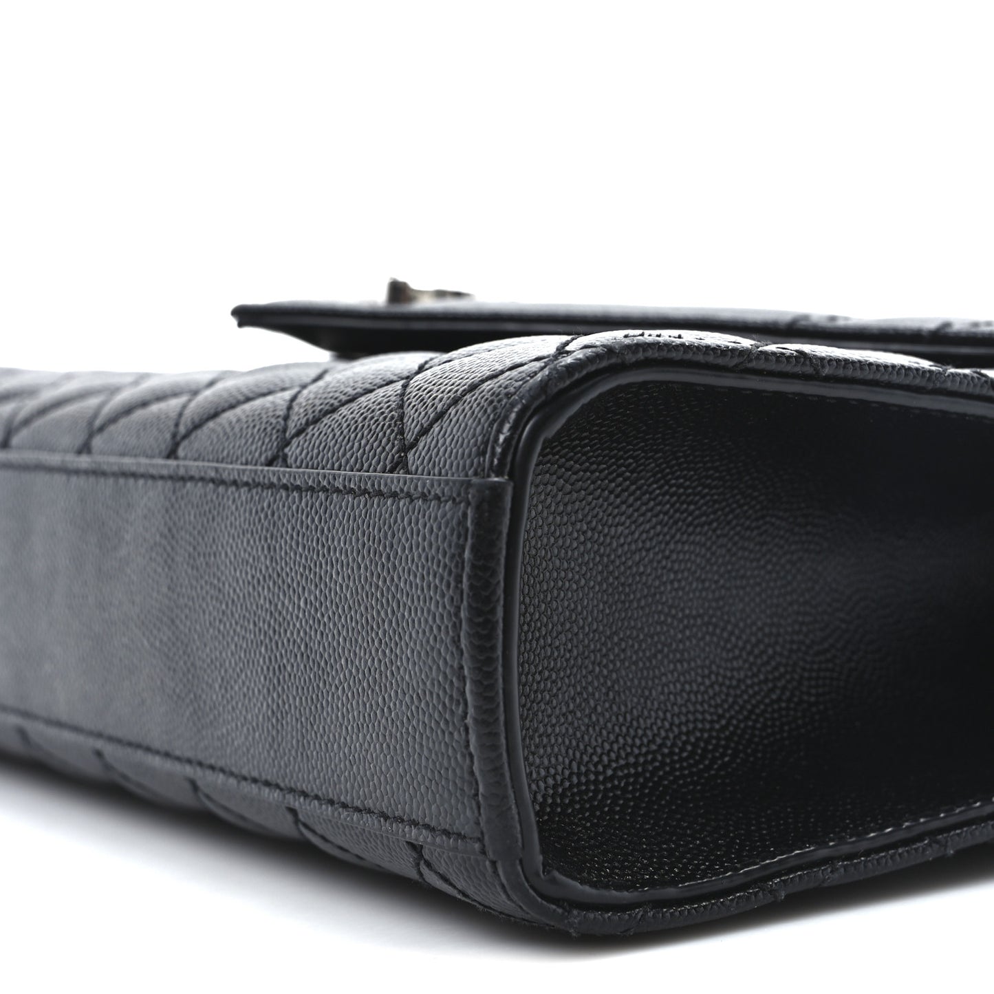 Grain De Poudre Textured Mixed Matelasse Triquilt Medium Monogram Satchel Black