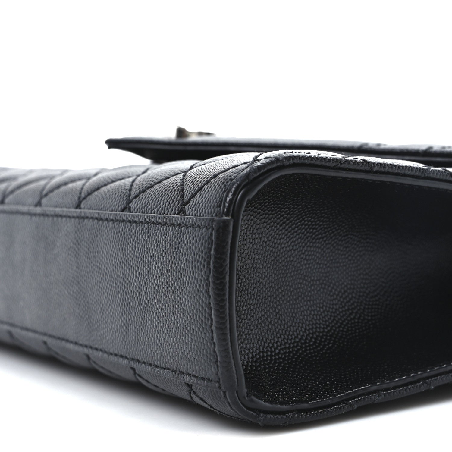 Saint Laurent Grain De Poudre Textured Mixed Matelasse Triquilt Medium Monogram Satchel Black 10 of 11