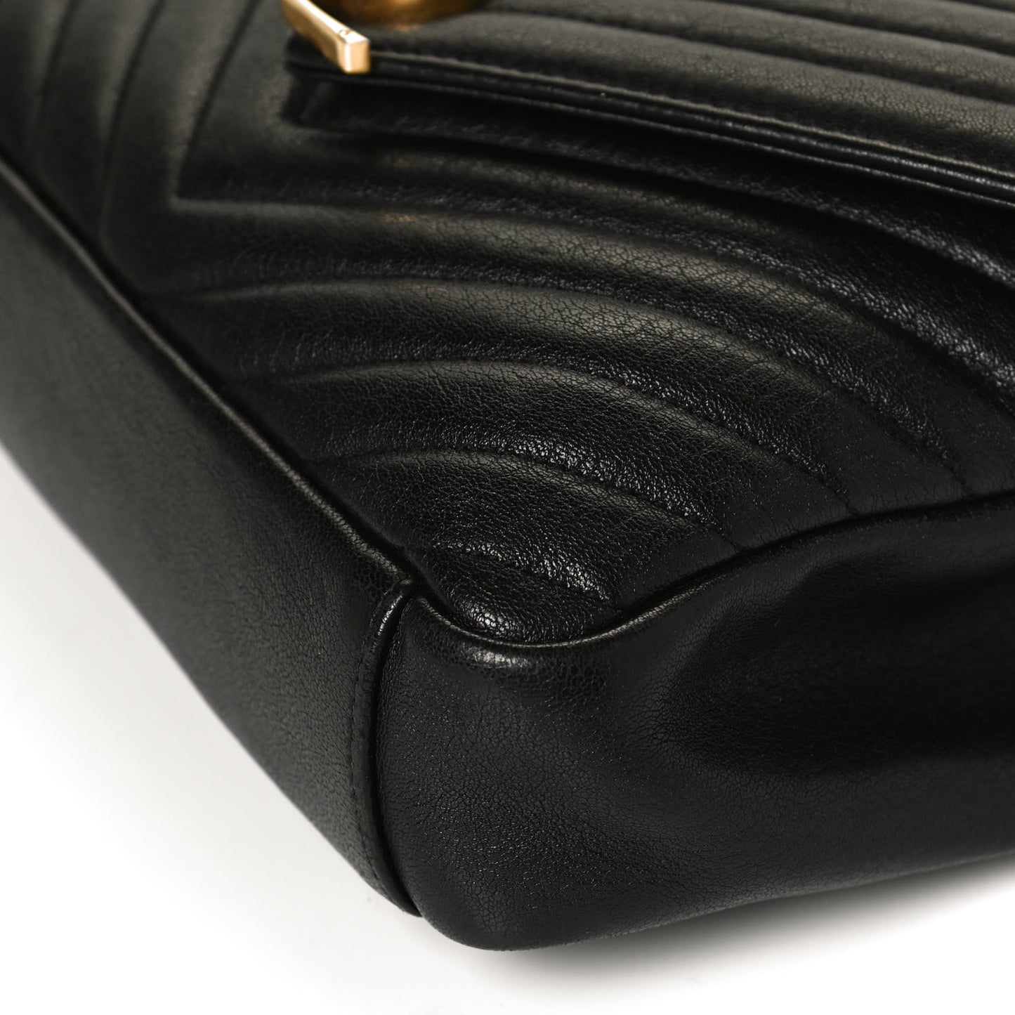 Sheepskin Matelasse Chevron Monogram Medium College Bag Black