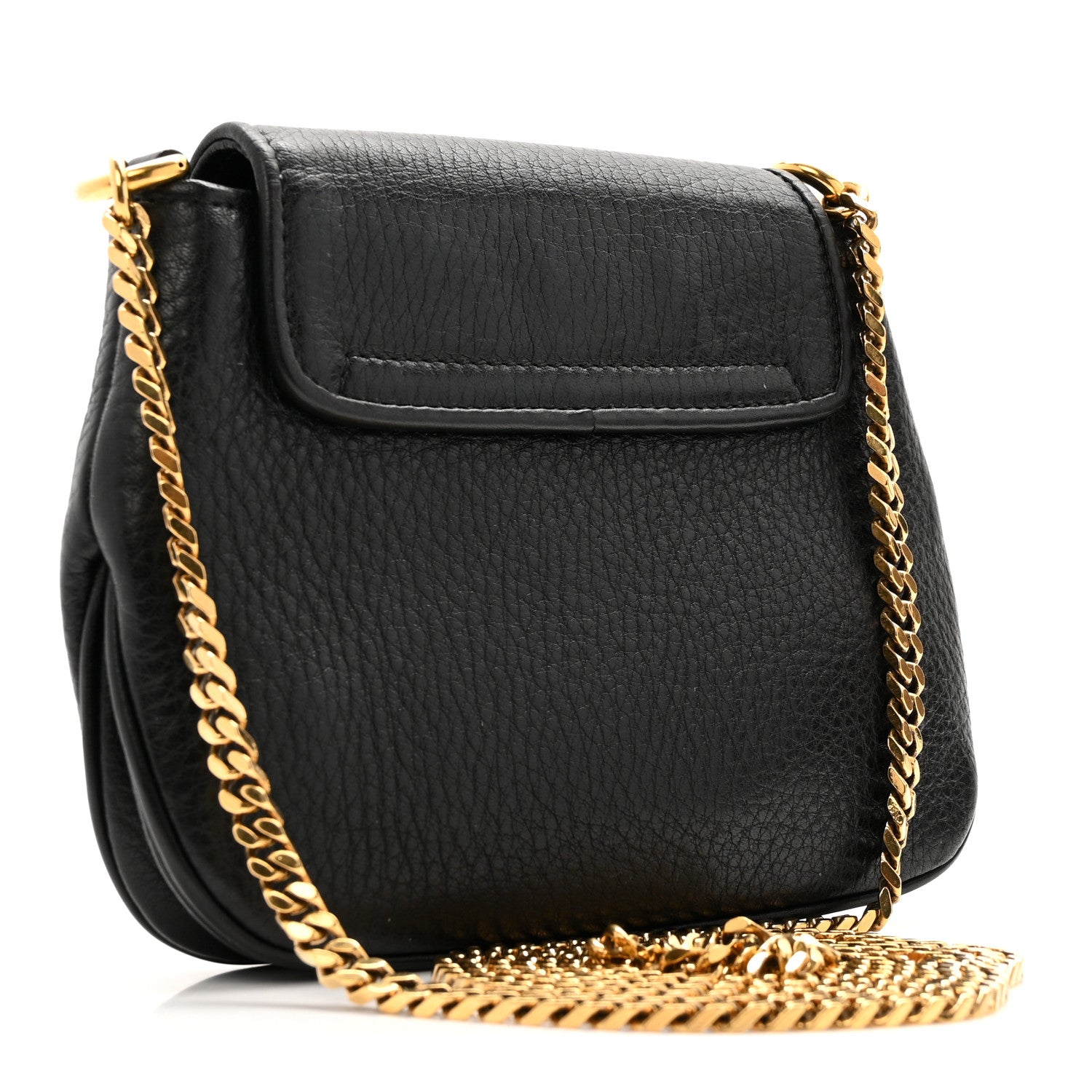Gucci Pebbled Calfskin Small 1973 Chain Shoulder Bag Black 3 of 16