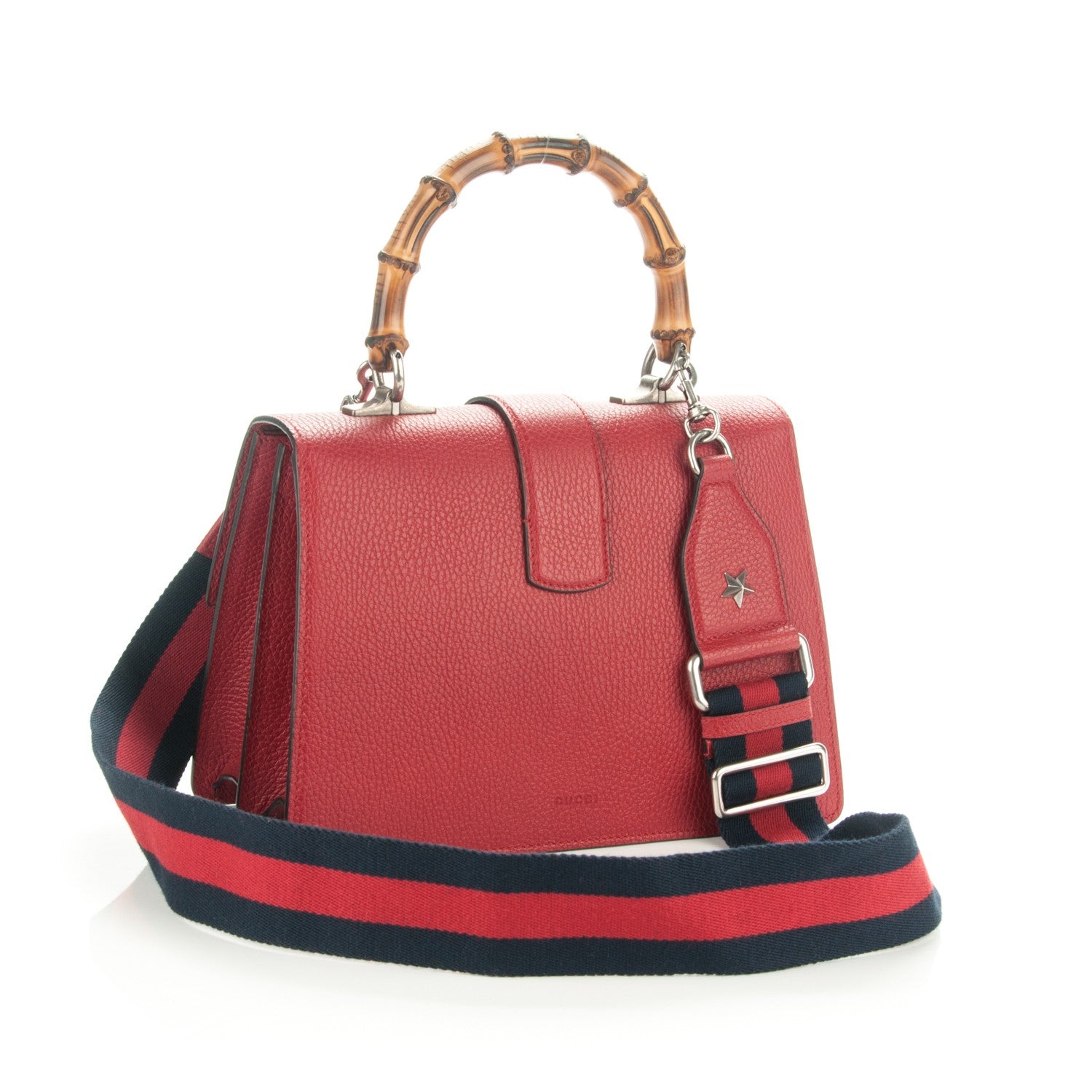 Gucci Dollar Calfskin Crystal Web Medium Dionysus Bamboo Top Handle Bag Hibiscus Red Black Diamond 3 of 7