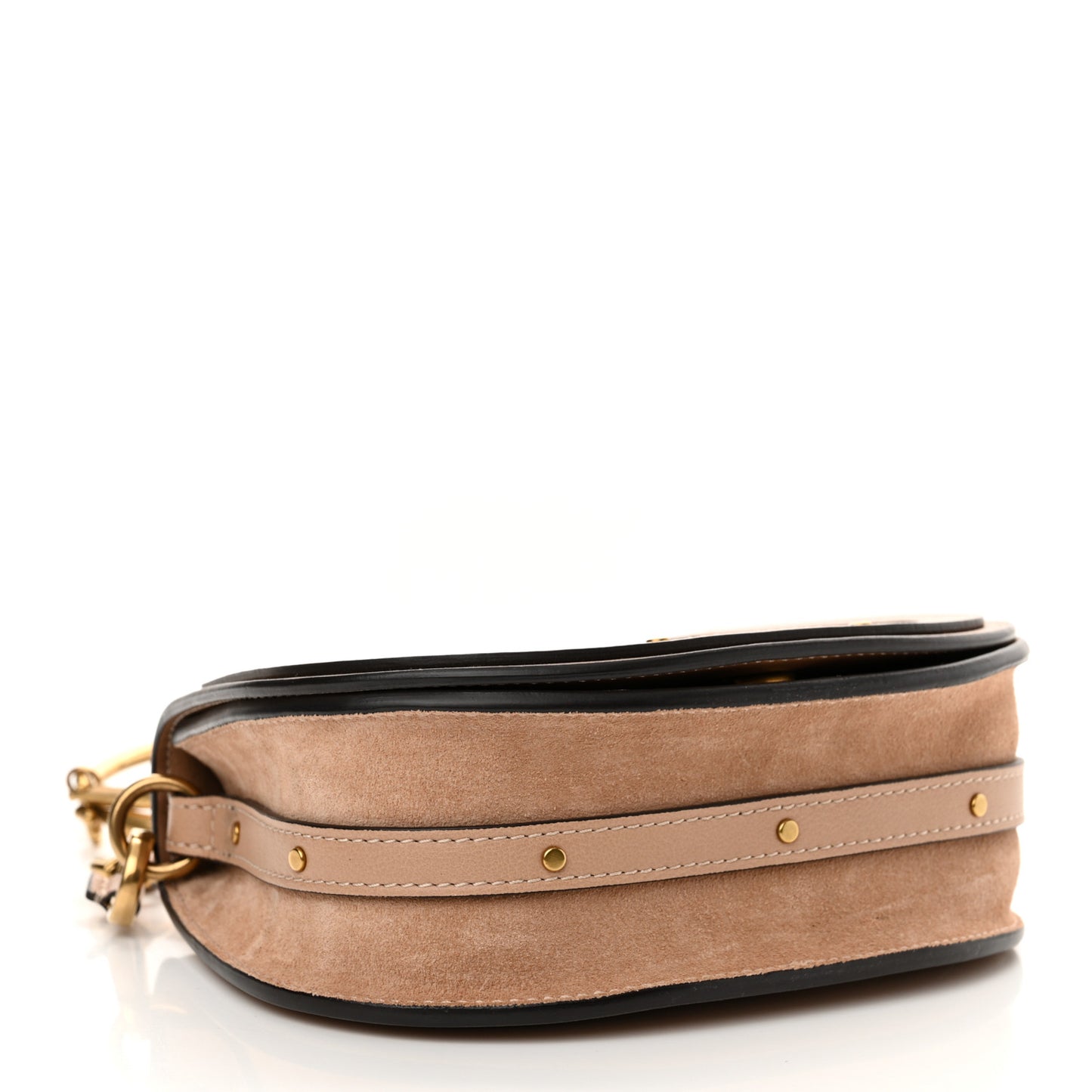Calfskin Suede Small Nile Bracelet Bag Biscotti Beige