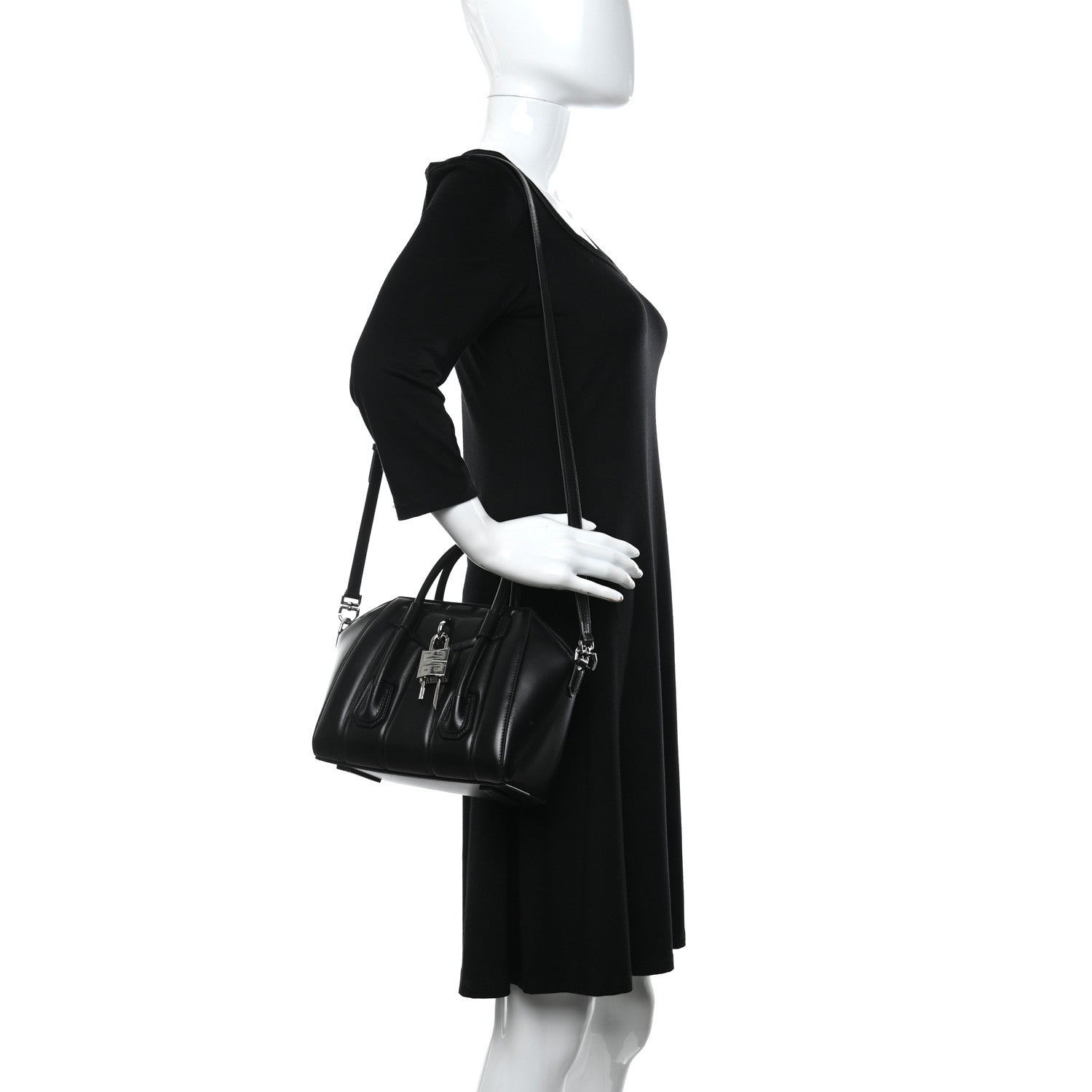 Givenchy Box Calfskin Padded Mini Lock Antigona Shoulder Bag Black 2 of 12