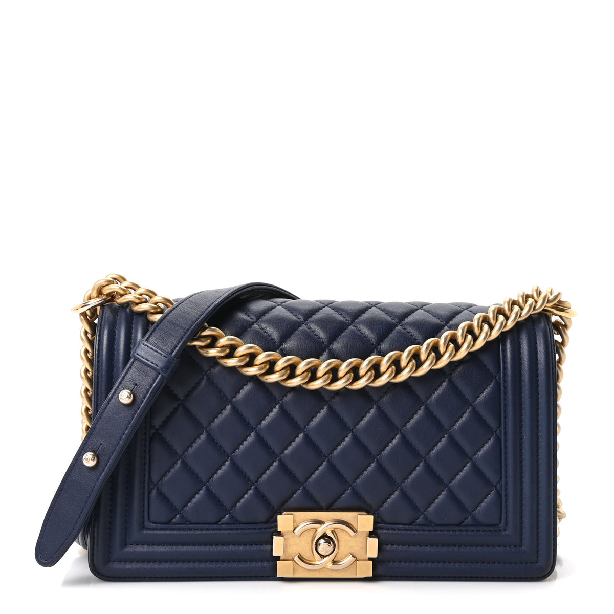 Chanel Lambskin Quilted Medium Boy Flap Dark Navy 1 of 10