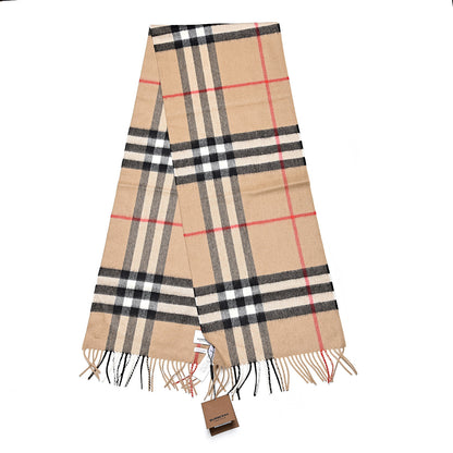 Burberry Cashmere Giant Check Fringe Scarf Archive Beige 3 of 5