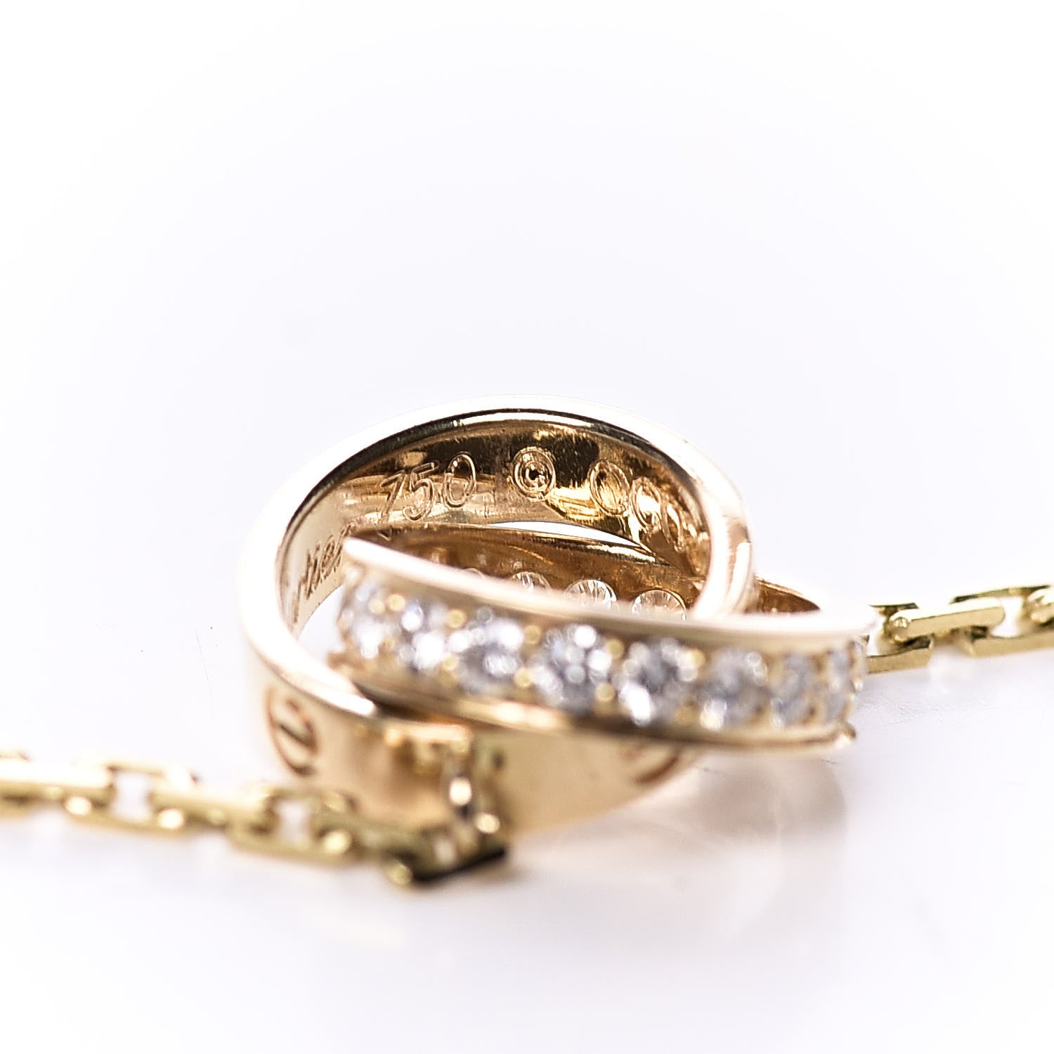 Cartier 18K Yellow Gold Diamond Interlocking LOVE Necklace 7 of 8