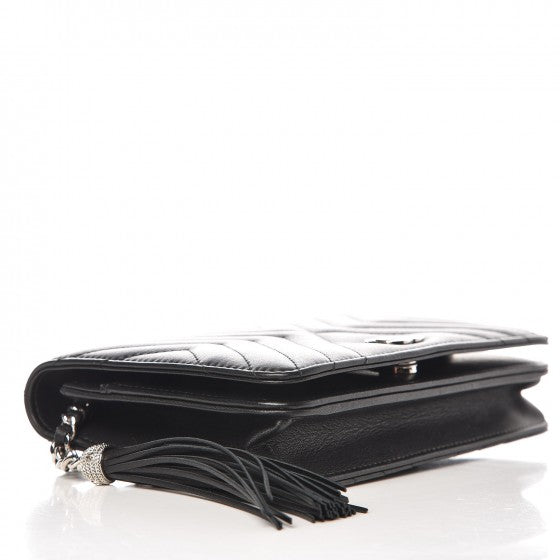Chanel Calfskin Chevron Quilted Tassel Wallet On Chain Black 4 of 9