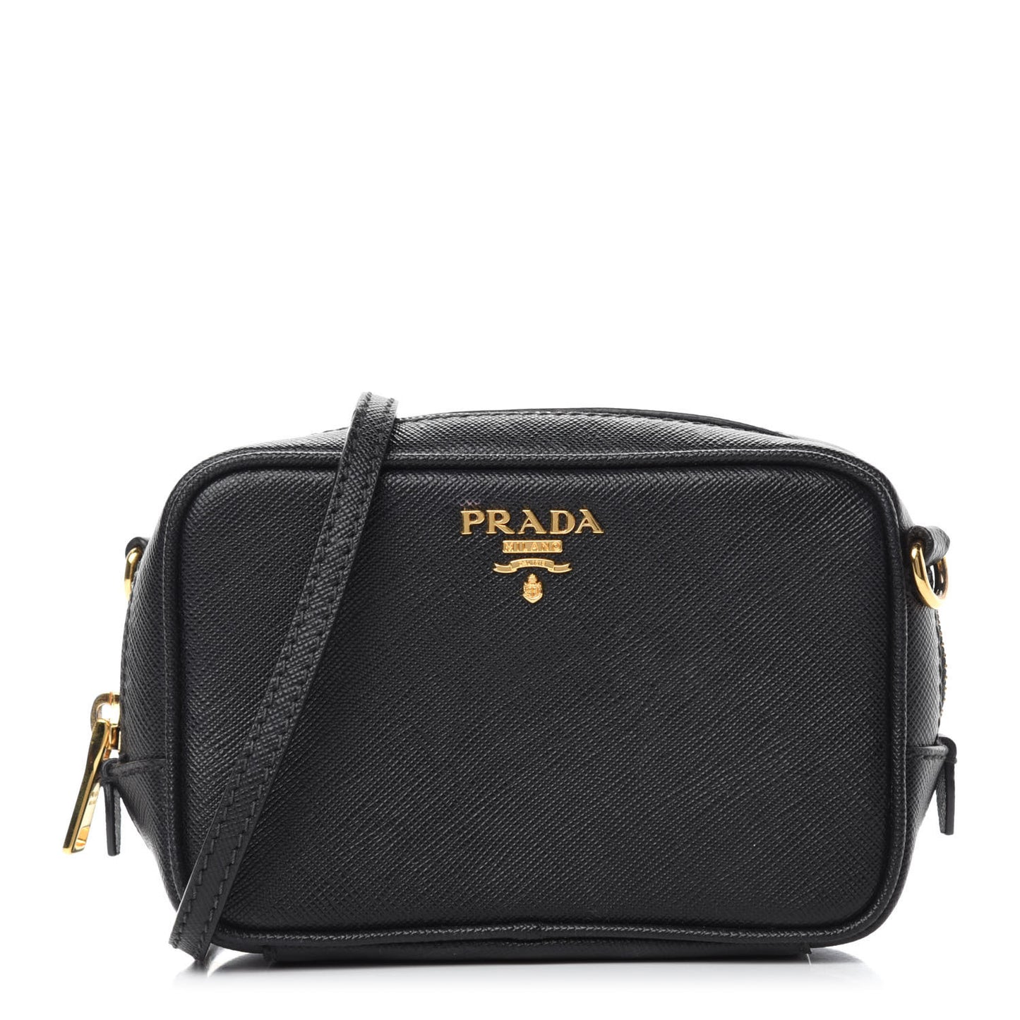 Saffiano Mini Camera Crossbody Bag Black