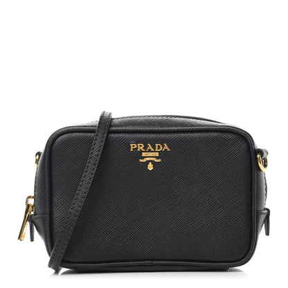 Prada Saffiano Mini Camera Crossbody Bag Black 1 of 14