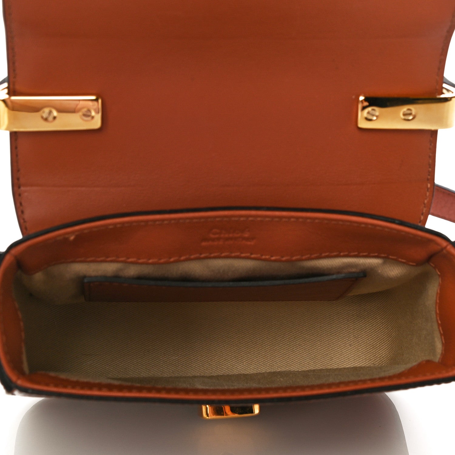 Chloe Calfskin Crocodile Embossed Mini C Double Carry Chestnut Brown 5 of 15