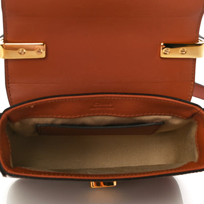 Chloe Calfskin Crocodile Embossed Mini C Double Carry Chestnut Brown 5 of 15