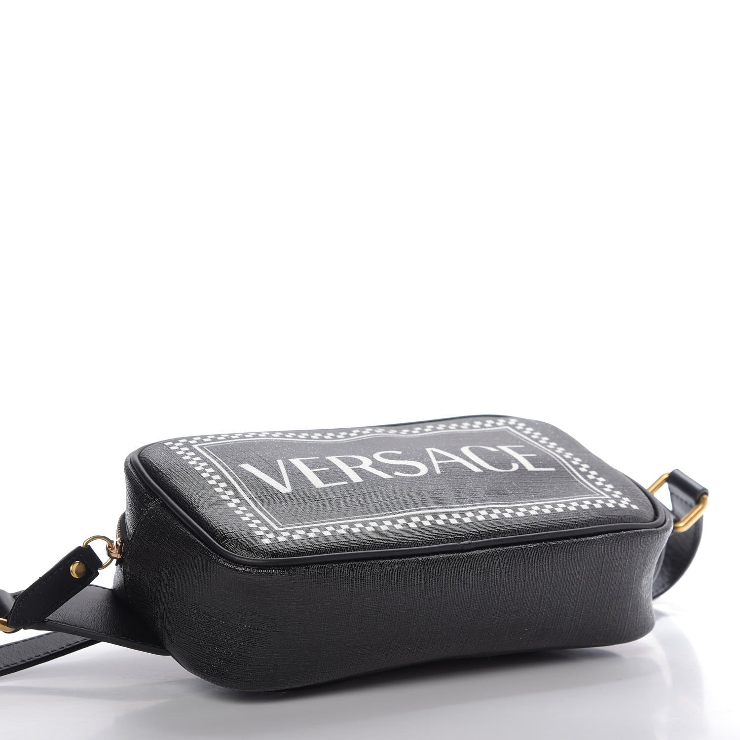 Versace Grained Calfskin 90's Logo Belt Bag Black 4 of 9