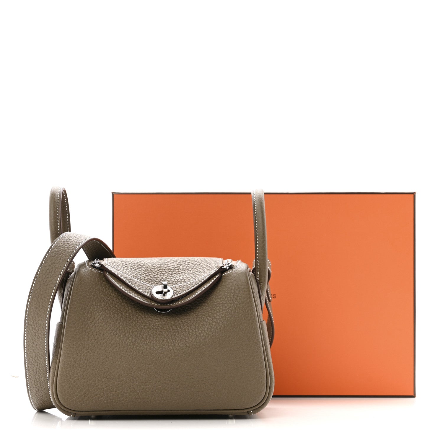 Hermes Taurillon Clemence Mini Lindy 20 Etoupe 11 of 11