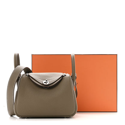 Hermes Taurillon Clemence Mini Lindy 20 Etoupe 11 of 11
