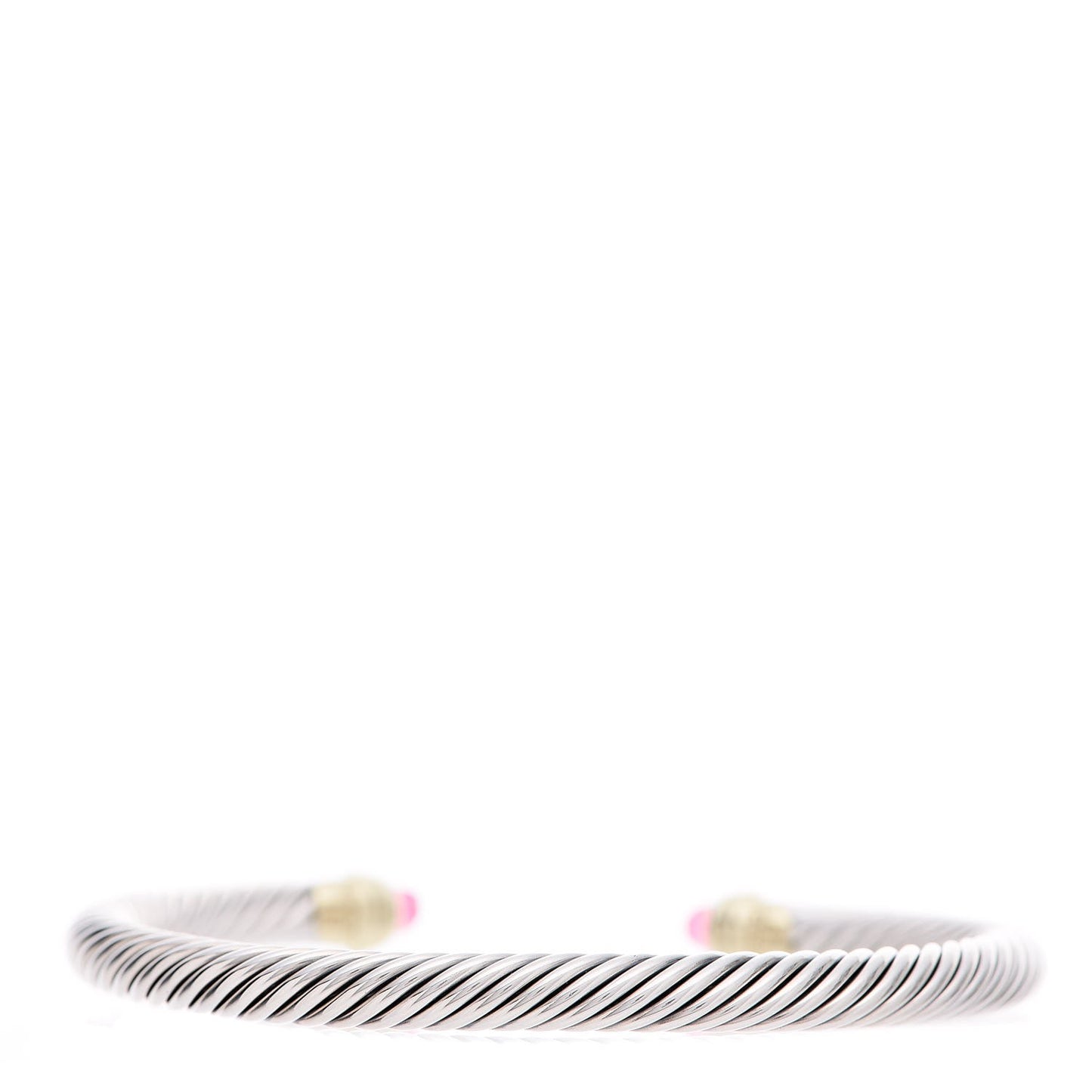 Sterling Silver 14K Yellow Gold Pink Tourmaline 5mm Cable Classics Petite Color Bracelet