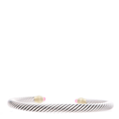 David Yurman Sterling Silver 14K Yellow Gold Pink Tourmaline 5mm Cable Classics Petite Color Bracelet 4 of 6