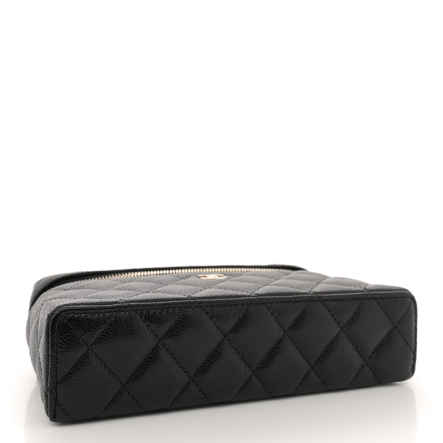Caviar Quilted Top Handle Slim Vanity With Chain Black