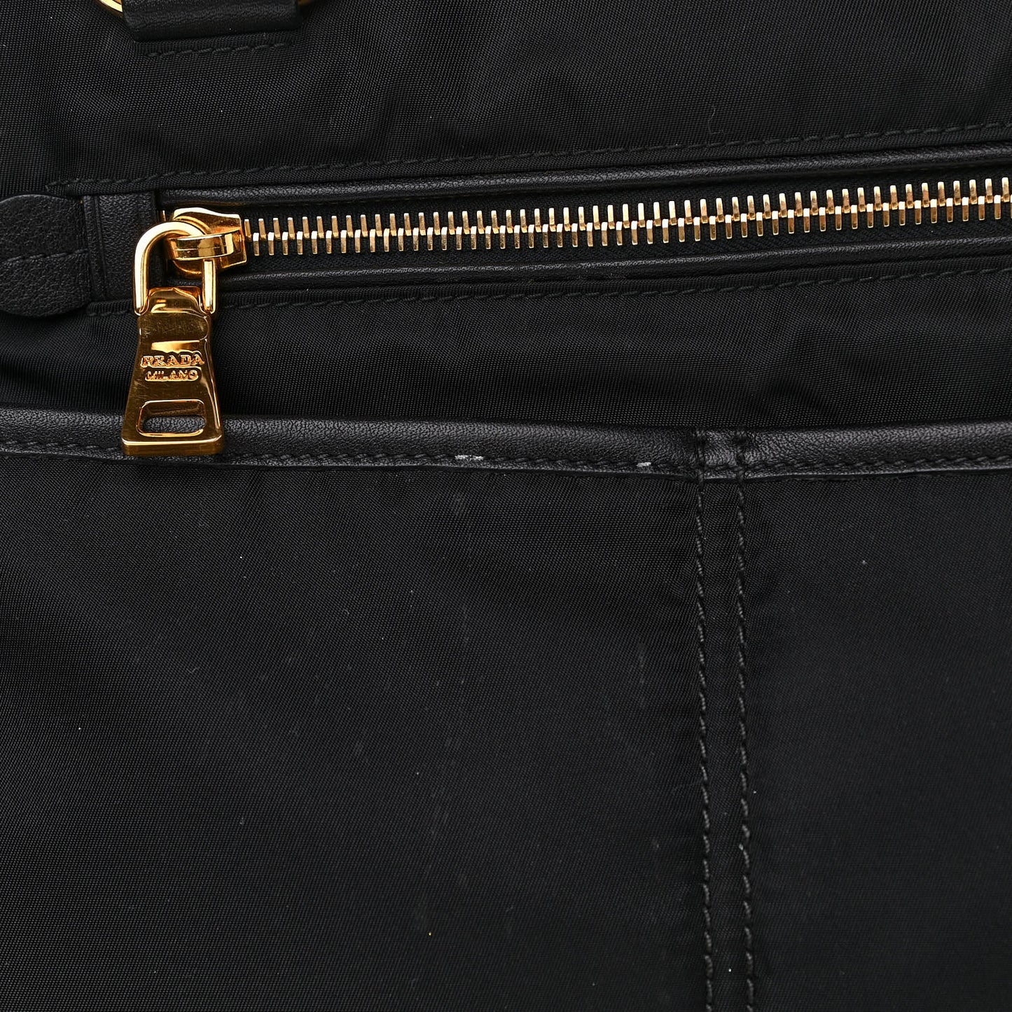 Tessuto Nylon Calfskin Tote Black