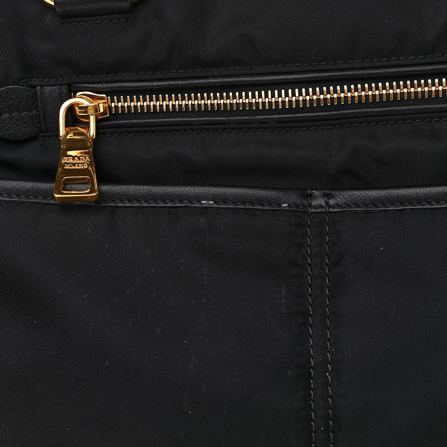 Prada Tessuto Nylon Calfskin Tote Black 12 of 13