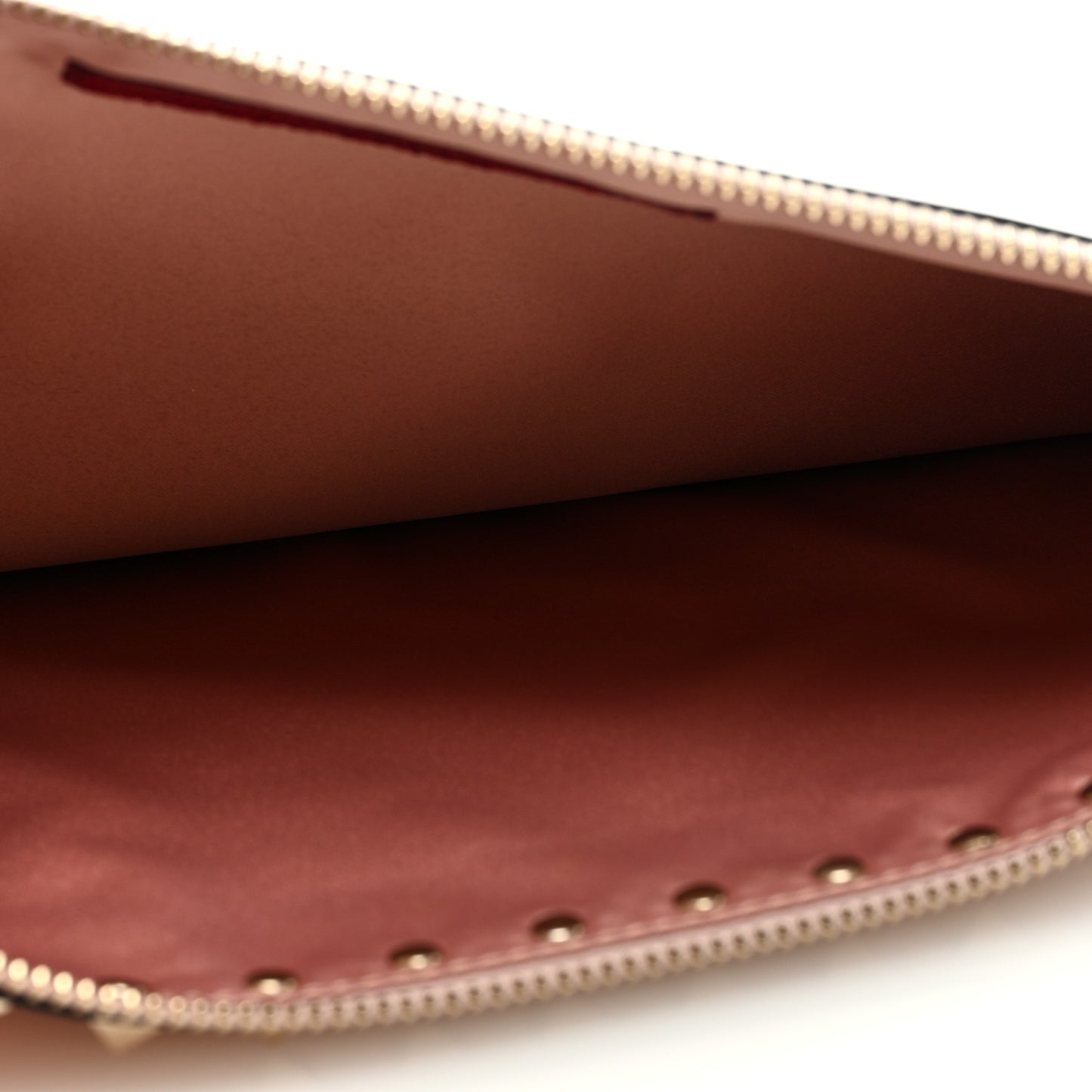 Vitello Large Rockstud Zip Pouch Water Rose