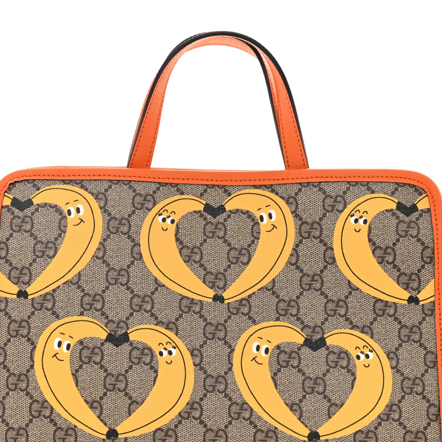 Gucci GG Supreme Monogram Banana Childrens Tote Beige Ebony Multicolor Carrot Orange 8 of 10