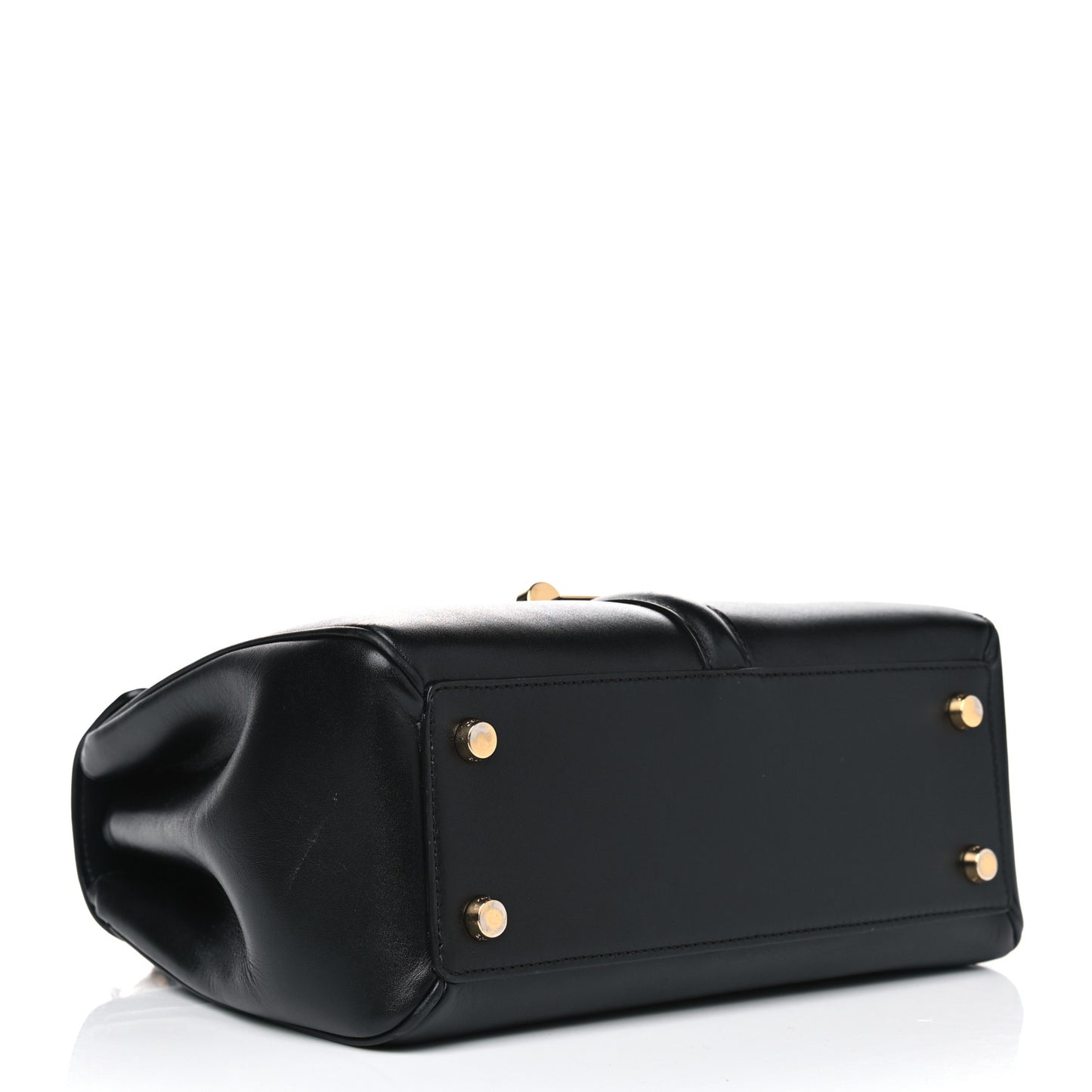 Satinated Calfskin Small 16 Top Handle Bag Black