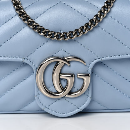Gucci Calfskin Matelasse Super Mini GG Marmont Shoulder Bag Porcelain Light Blue 9 of 12