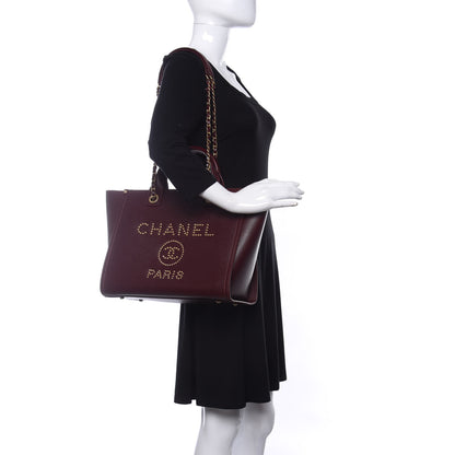 Chanel Caviar Small Studded Deauville Tote Burgundy 2 of 10